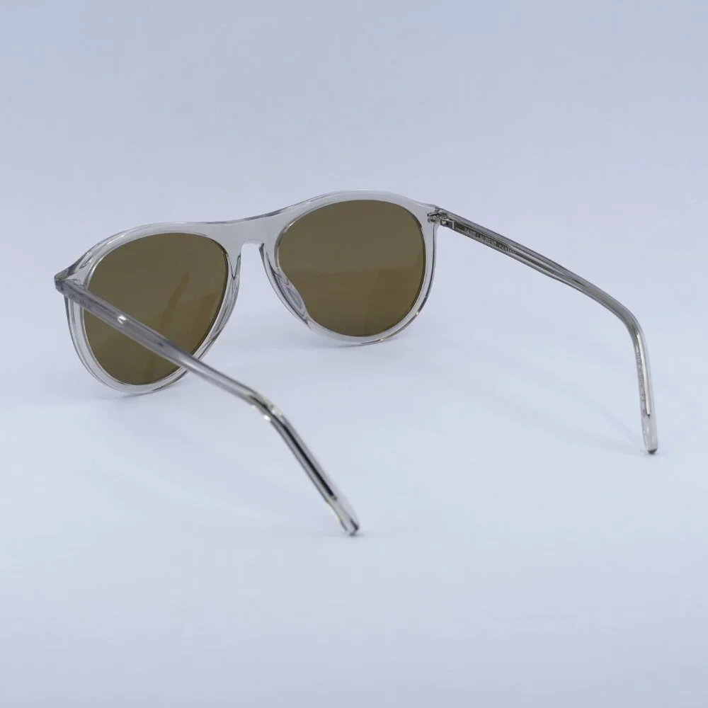 Saint Laurent SL667 004 Sunglasses Beige Aviator Frame, Brown Lenses - Picture 10 of 11